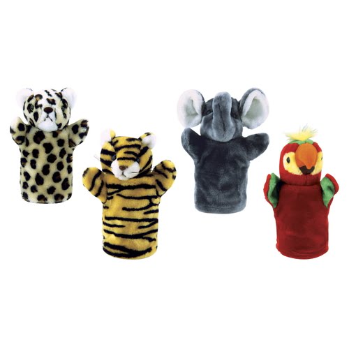 Get Ready Kids Elephant, Leopard, Tiger and Parrot Zoo Animal Puppet Set