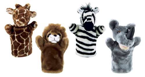 Get Ready Kids Zebra, Giraffe, Lion and Rhino Zoo Animal Puppet Set