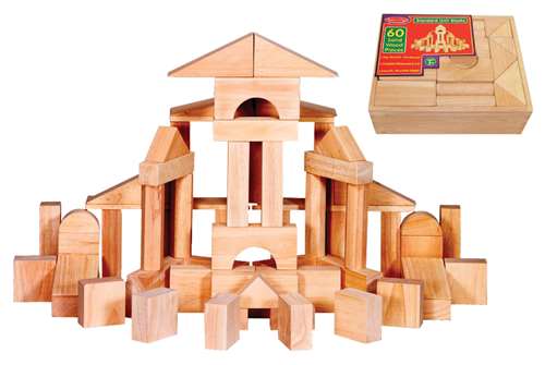 Melissa & Doug Standard Unit Blocks, Includes 60 Solid Wood Pieces